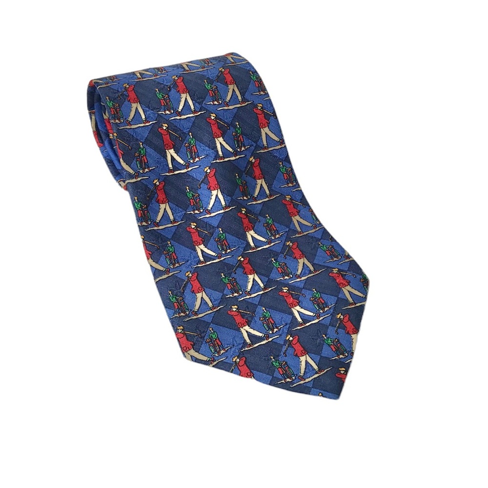 Vintage TOMMY HILFIGER Mens Golf‎ Tie 100% Italian Silk Made In USA